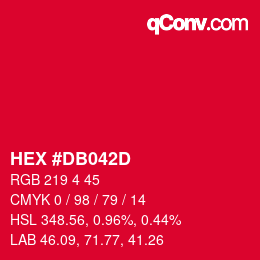 Color code: HEX #DB042D | qconv.com