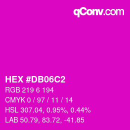 颜色代码: HEX #DB06C2 | qconv.com