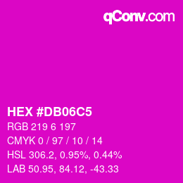 颜色代码: HEX #DB06C5 | qconv.com