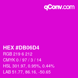 颜色代码: HEX #DB06D4 | qconv.com