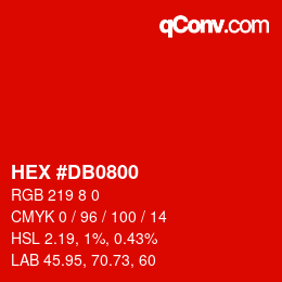 Color code: HEX #DB0800 | qconv.com