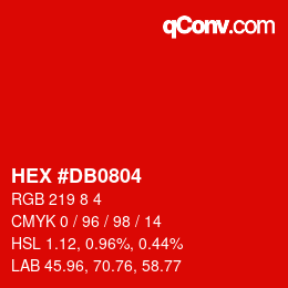 Color code: HEX #DB0804 | qconv.com