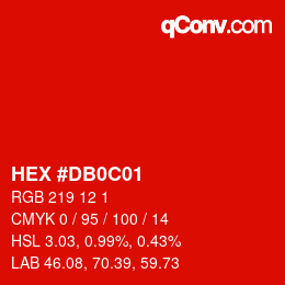 Color code: HEX #DB0C01 | qconv.com
