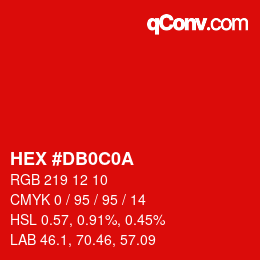 Color code: HEX #DB0C0A | qconv.com