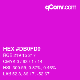 颜色代码: HEX #DB0FD9 | qconv.com