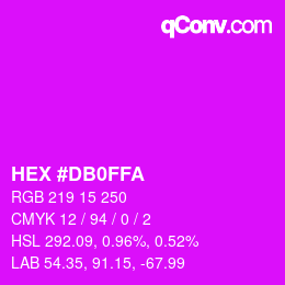 Color code: HEX #DB0FFA | qconv.com