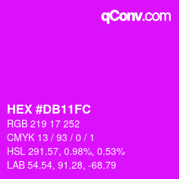 カラーコード: HEX #DB11FC | qconv.com