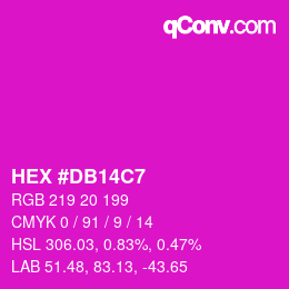 颜色代码: HEX #DB14C7 | qconv.com