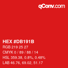 Color code: HEX #DB191B | qconv.com