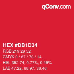 カラーコード: HEX #DB1D34 | qconv.com