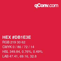 カラーコード: HEX #DB1E3E | qconv.com