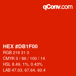 Color code: HEX #DB1F00 | qconv.com