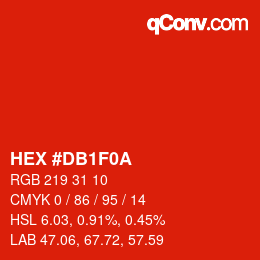カラーコード: HEX #DB1F0A | qconv.com