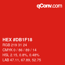 カラーコード: HEX #DB1F18 | qconv.com