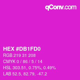 颜色代码: HEX #DB1FD0 | qconv.com