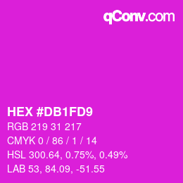颜色代码: HEX #DB1FD9 | qconv.com