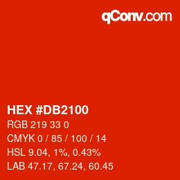 カラーコード: HEX #DB2100 | qconv.com