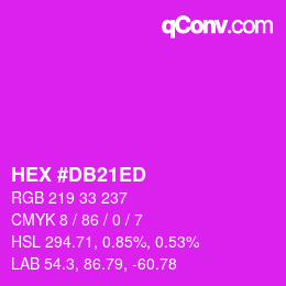 カラーコード: HEX #DB21ED | qconv.com