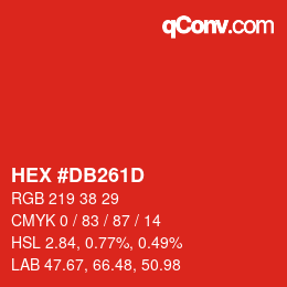 カラーコード: HEX #DB261D | qconv.com