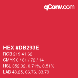 Color code: HEX #DB293E | qconv.com