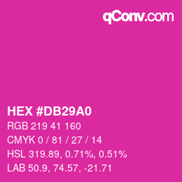 颜色代码: HEX #DB29A0 | qconv.com