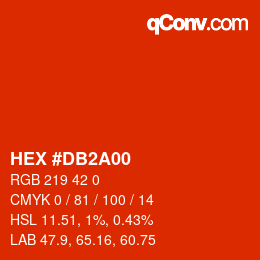 颜色代码: HEX #DB2A00 | qconv.com