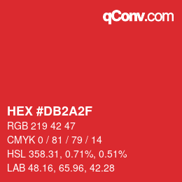 颜色代码: HEX #DB2A2F | qconv.com
