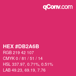 颜色代码: HEX #DB2A6B | qconv.com
