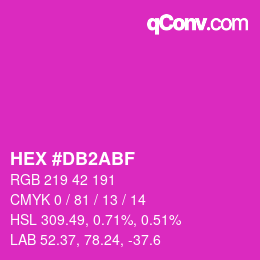 颜色代码: HEX #DB2ABF | qconv.com