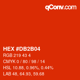 カラーコード: HEX #DB2B04 | qconv.com