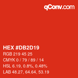 カラーコード: HEX #DB2D19 | qconv.com