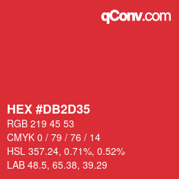 Color code: HEX #DB2D35 | qconv.com