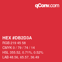 カラーコード: HEX #DB2D3A | qconv.com