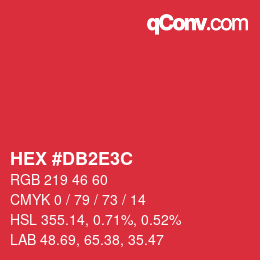 Color code: HEX #DB2E3C | qconv.com