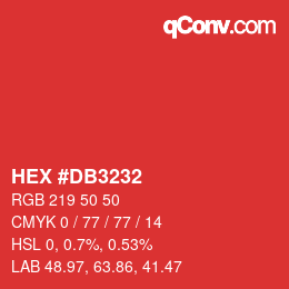 Color code: HEX #DB3232 | qconv.com