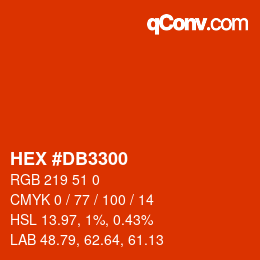 颜色代码: HEX #DB3300 | qconv.com