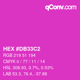 颜色代码: HEX #DB33C2 | qconv.com