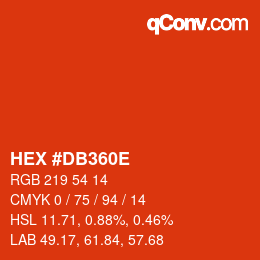 Color code: HEX #DB360E | qconv.com