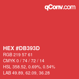 カラーコード: HEX #DB393D | qconv.com