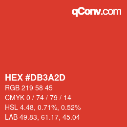 Farbcode: HEX #DB3A2D | qconv.com