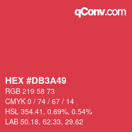 Color code: HEX #DB3A49 | qconv.com