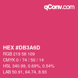 カラーコード: HEX #DB3A6D | qconv.com