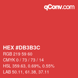 Color code: HEX #DB3B3C | qconv.com