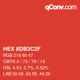 カラーコード: HEX #DB3C2F | qconv.com