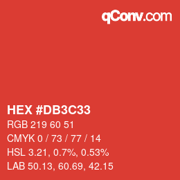 Color code: HEX #DB3C33 | qconv.com