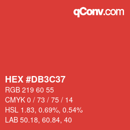 Color code: HEX #DB3C37 | qconv.com