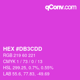 颜色代码: HEX #DB3CDD | qconv.com