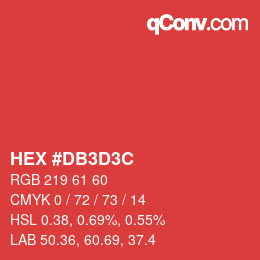 Color code: HEX #DB3D3C | qconv.com