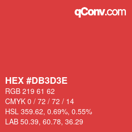 Farbcode: HEX #DB3D3E | qconv.com