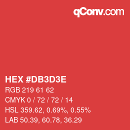 Color code: HEX #DB3D3E | qconv.com